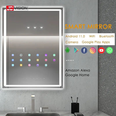 JCVISION 호텔 홈 터치 스크린 거울 텔레비전 안드로이드는 현명한 욕실 거울 IP65를 이끌었습니다