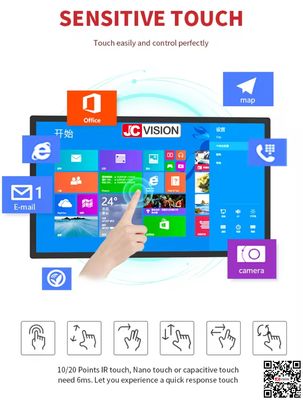 JCvision 실내 디지털 사이니지 디스플레이 8GB/16GB 하드 드라이브 용량 및 음성 명령 지원