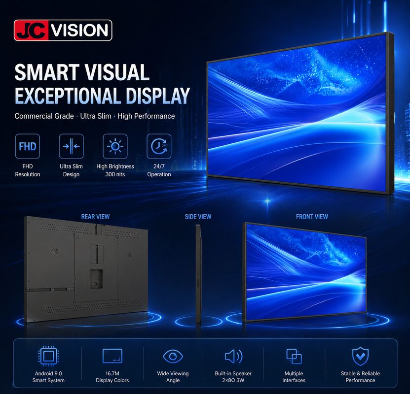 JCVision 55인치 실내 디지털 사이니지 디스플레이 - E-LED 백라이트, 광시야각, 소매업 및 숙박시설용 벽걸이형 라이트 박스(HD-352C)
